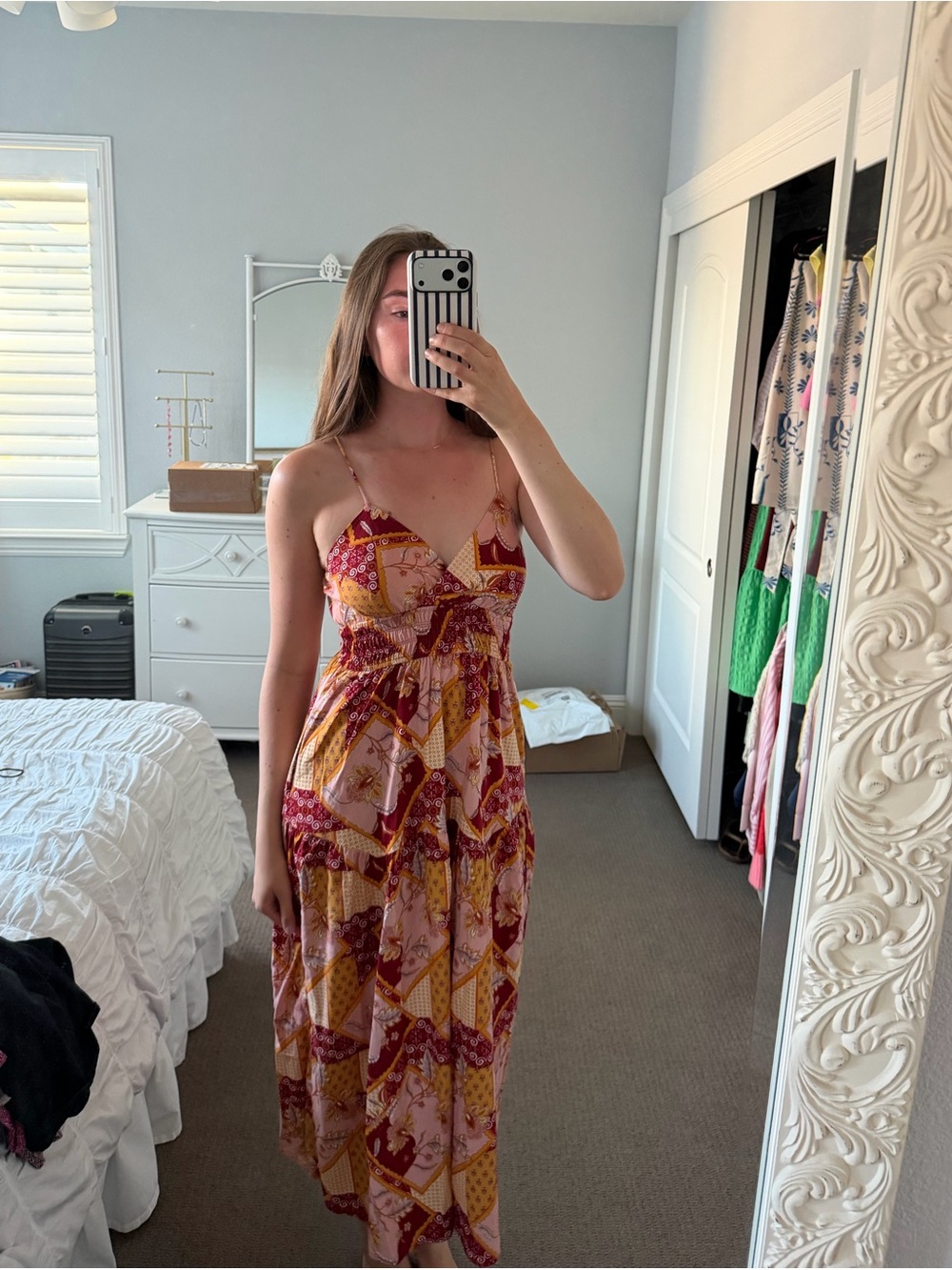 Women’s Pink and Patchwork Maxi Dress